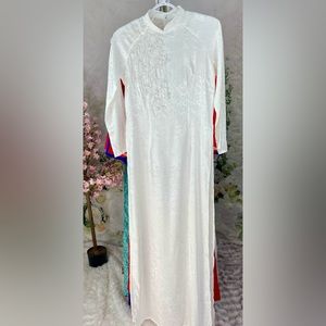 New ao dai trang to tam, Vietnamese traditional long dress white 0 s xxl 2xl 8